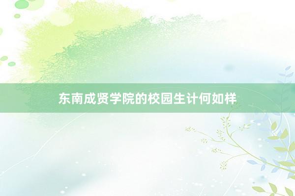 东南成贤学院的校园生计何如样