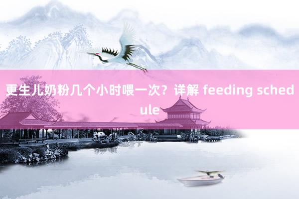 更生儿奶粉几个小时喂一次？详解 feeding schedule